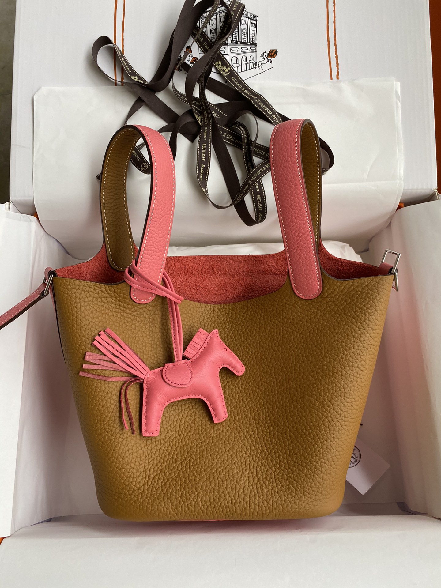 Hermes Picotin Lock 18 Bag In Pink/Brown Clemence Leather